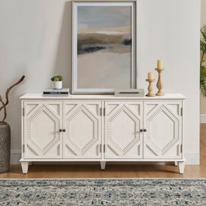 65.2" Sideboard,Mid Century Modern Buffet Cabinet with Geometric Doors & Adjustable Shelf for Living Room,Dining Room-Baofuwish - 1 of 4