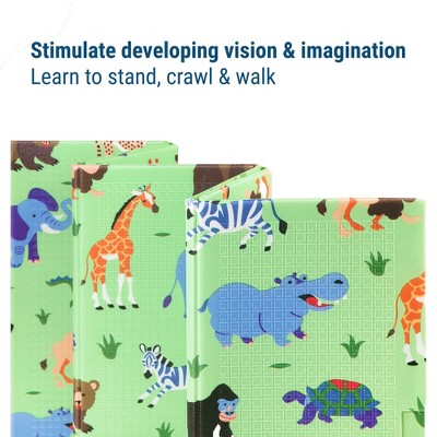 Large Green Foam Play Mat with Wild Animal Design