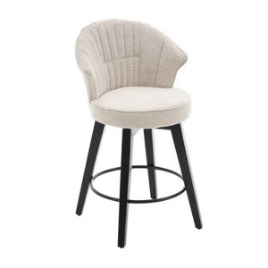 20.08'' Set of 2 Counter Height Swivel Bar Stools, Chenille Upholstered Chairs with Wide Backrest - 1 of 4