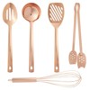 Juvale 5 Pieces Copper Kitchen Cooking Utensils Set, Rose Gold Cookware with Ladle, Whisk, Tongs, Slotted Spatula, Spoon - image 4 of 4