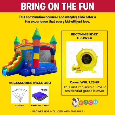 Rainbow Smiley Face Inflatable Bounce House with Slide