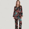 Anna-Kaci Lounge Women's Woven Two-Piece Pajama Set with Tropical Bird and Botanical Print Long Sleeve Top and Relaxed Fit Pants - 3 of 4