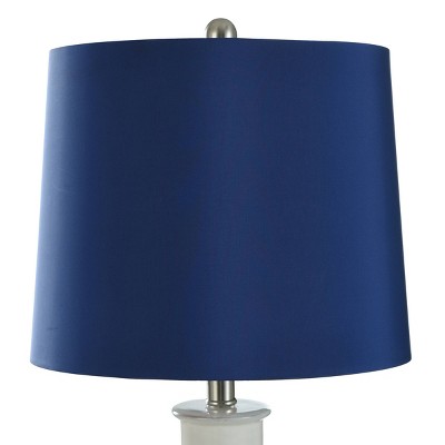 Blue and Cream Ceramic Table Lamp with Steel Accents