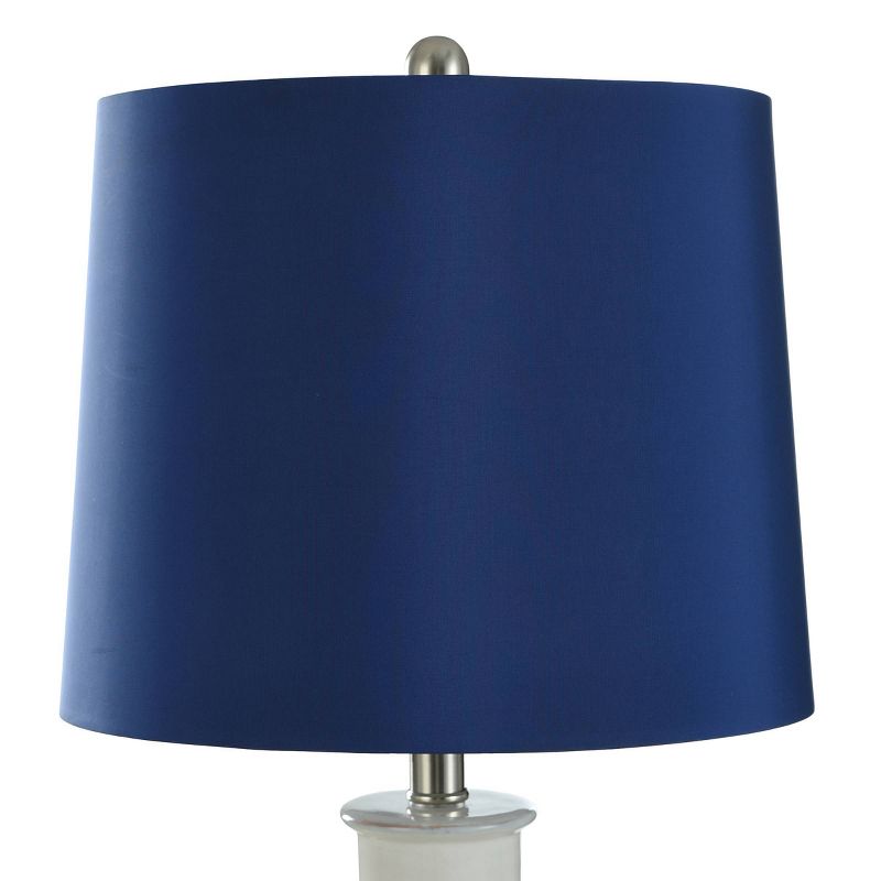Ceramic and Steel Table Lamp Cream Finish with Blue Shade - StyleCraft, 5 of 10