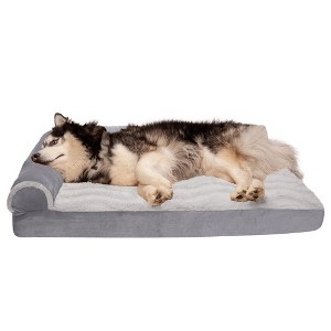 FurHaven Wave Fur & Velvet Deluxe Chaise Lounge Orthopedic Sofa-Style Dog Bed - 1 of 3