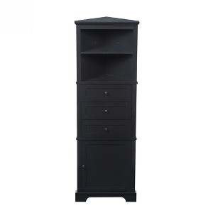 Dexmalle Black Triangle Tall Cabinet with 3 Drawers and Adjustable Shelves - 1 of 4