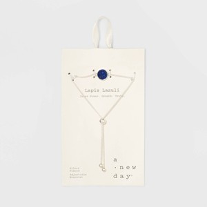 Silver Plated Lapis Stone Bolo Bracelet - A New Day Silver, Women
