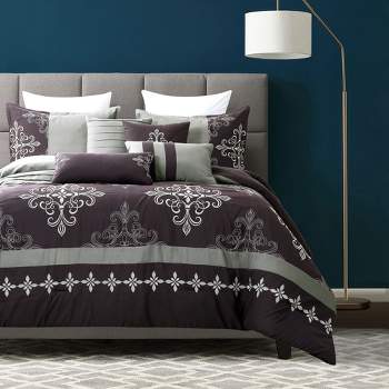 Esca Menula Fashionable & Luxurious 7pc Comforter Set:1 Comforter, 2 Shams, 2 Cushions, 1 Decorative Pillow, 1 Breakfast Pillow