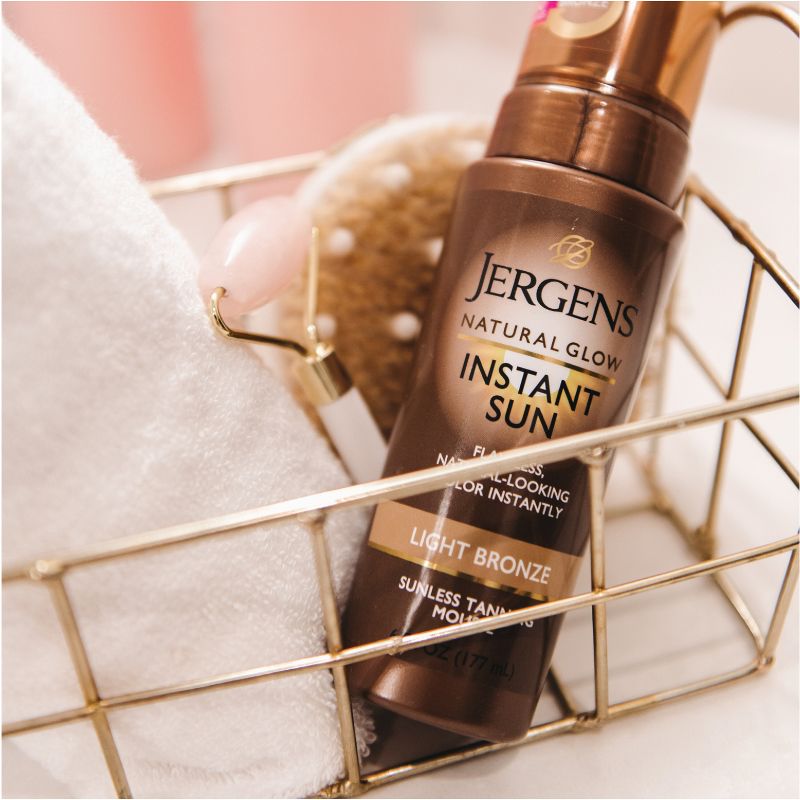 Jergens Natural Glow Instant Sun Sunless Tanning Mousse, Light Bronze Tan, Sunless Tanner Mousse - 6 fl oz, 3 of 10