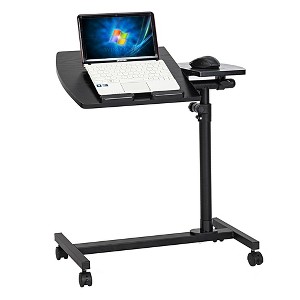 KTMBDW Small Standing Desk Mobile Portable Rolling Laptop PC Table on Wheels Adjustable Height Computer Workstation for Home Office, White - 1 of 4