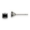 Chisel Stainless Steel Polished 4mm Black Square Cubic Zirconia Stud Earrings - 2 of 4