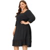 Agnes Orinda Women's Plus Size Square Neck Swiss Dots Wedding Empire Waist Ruffle Hem Chiffon Midi Dresses - 3 of 4