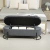 CAVINAS Modern Pull-Open Top Ottoman Bench with Metal Legs,Corduroy Oval Storage Ottoman for Living Room - 2 of 4