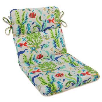 Outdoor/Indoor Rounded Corners Chair Cushion Coral Bay Blue - Pillow Perfect