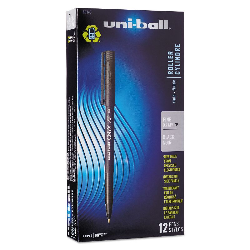 uni-ball Onyx Roller Ball Stick Dye-Based Pen Black Ink Fine Dozen 60143, 1 of 9