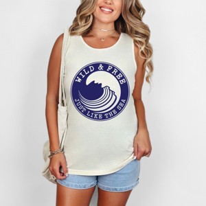 Simply Sage Market Wild And Free Circle Garment Dyed Tank - 1 of 3