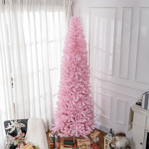 8' Tall Unlit Slim Douglas Fir Artificial Christmas Tree with 1168 Realistic Branch Tips, Pink - 1 of 4