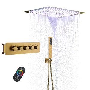 CASAINC 4-Spray Dual Shower Heads 16 Inches Ceiling Mount Fixed and Handheld Shower Head 64 Color Lights 2.5 GPM - 1 of 4