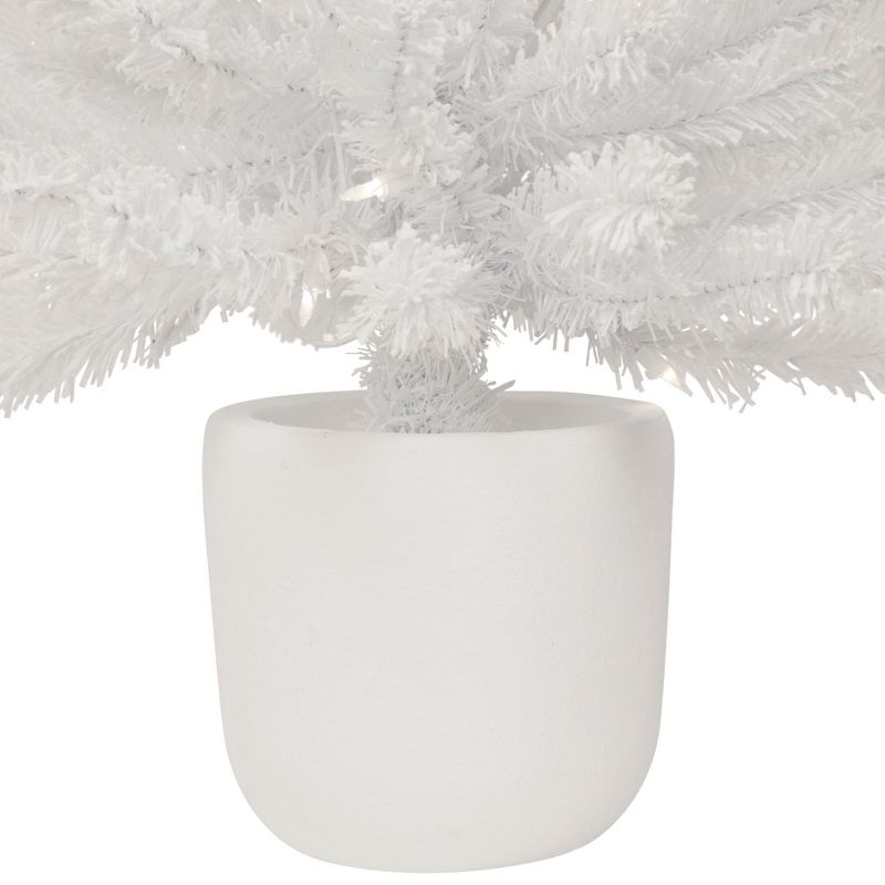 Northlight 3.5' Pre-Lit Potted Flocked Winter Pine White Tinsel Artificial Christmas Tree, Clear Lights, 5 of 7