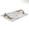 Royal Hampton Marble Decorative Serving Tray with Brass Snake Handles - 3 of 4