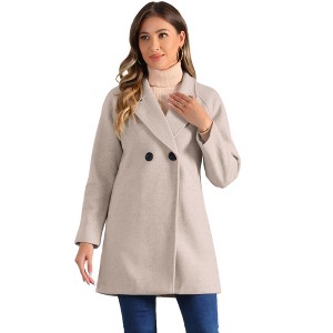 INSPIRE CHIC Women's Notched Lapel Double Breasted Raglan Sleeve Winter Coat - 1 of 4