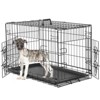 Lirago 30-Inch Black Dog Crate with Double Doors - Portable Foldable Metal Pet Cage with Divider Panel & Removable Tray - 2 of 4