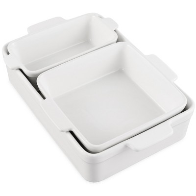 Best Choice Products Ceramic Bakeware Set of 3 Casserole, Loaf, and Square Dishes w/ Handles