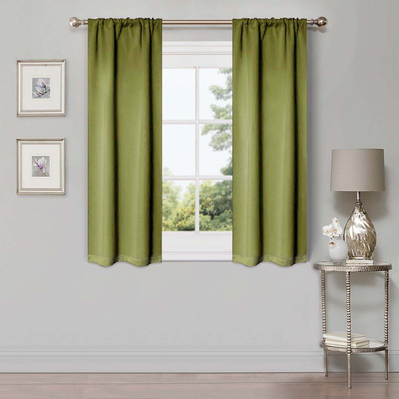 Classic Modern Solid Room Darkening Semi-Semi-Blackout Curtains, Set of 2 by Blue Nile Mills, 1 of 7