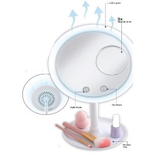 Brookstone LED Light Up Vanity Mirror with Fan - 1 of 2