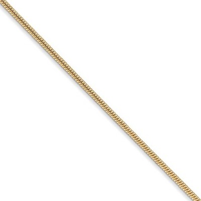 Black Bow Jewelry 1.2mm 14k Yellow Gold Round Snake Chain Necklace