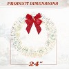 24in Pre-lit Iridescent Outdoor Christmas Wreath Decoration, Lighted Metal Wreath with Red Bow, Warm White LED Lights - 2 of 4