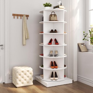 QingMoon Rotating Shoe Rack, 6-Tier Shoe Display Tower, Lazy Susan Shoe Organizer, Freestanding Vertical Storage for Living Room, Entryway - 1 of 4