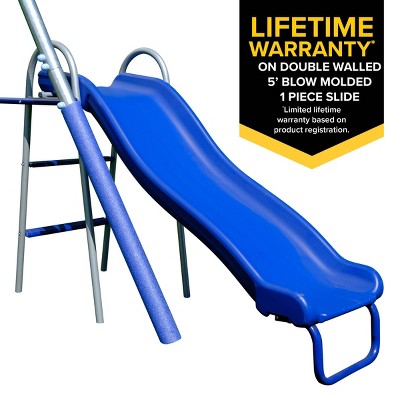 Sportspower Blue and Yellow Galvanized Metal Swing Set with Slide