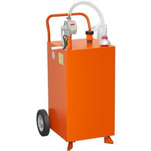 Portable Fuel Caddy with Manual Pump – Gas/Diesel Storage Tank with Wheels & 9.8Ft Hose for Cars, Lawn Mowers, ATVs & Boats(1-Pack) - 1 of 4