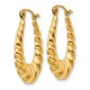 Black Bow Jewelry 3mm x 25mm Polished 14k Yellow Gold Hollow Oval Shrimp Hoop Earrings - 2 of 4