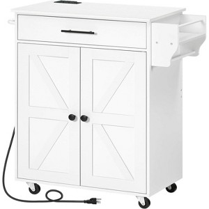 MaseiKar Kitchen Island with Power Outlet, Kitchen Storage Island with Large Worktop, Rolling Kitchen Island Cart on Wheels, for Kitchen - 1 of 4