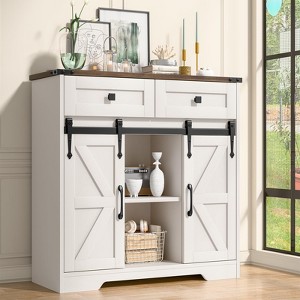 Farmhouse Storage Cabinet with Adjustable Shelves and Drawers - 1 of 4