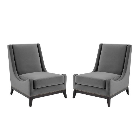 Set Of 2 Confident Lounge Chairs Upholstered Performance Velvet