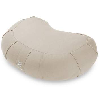 Node Fitness Zafu Meditation Cushion, 17" Crescent Yoga Bolster Pillow - Natural