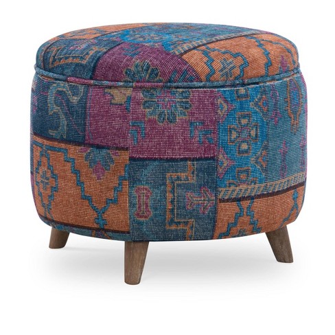 Kaya Storage Ottoman Blue Orange Linon Target