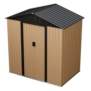 6x4 FT Metal Outdoor Storage Shed with Sloping Roof & Vents, Waterproof Anti-UV for Backyard, Patio, Garden, Poolside - 1 of 4