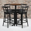 Flash Furniture 24'' Round Walnut Laminate Table Set with X-Base and 4 Two-Slat Ladder Back Metal Barstools - Black Vinyl Seat - image 2 of 2