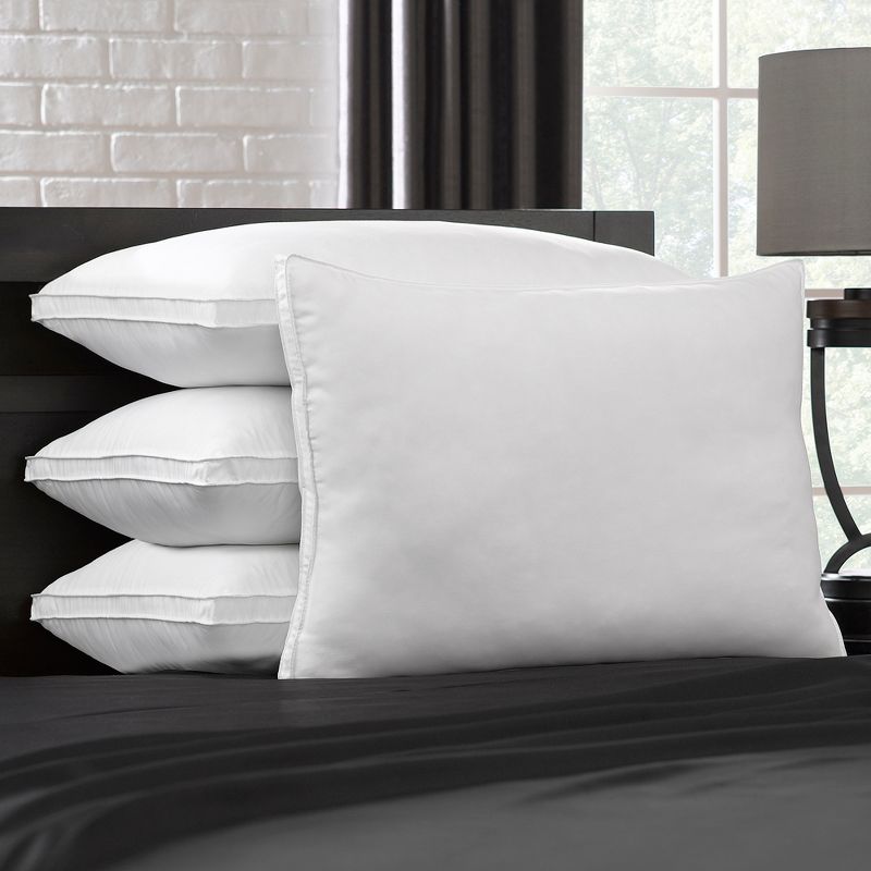Ella Jayne Gusseted Medium Density Plush Down Alternative Pillow, for All Sleep Positions, Set of 4, 4 of 6