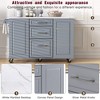 LOVSON 50.7''Kitchen Island with Storage, Tilting Trash Bin Cabinet, and Pull-Out Shelving Unit, Suitable for Kitchen/Dining Room, Gray Blue - 4 of 4