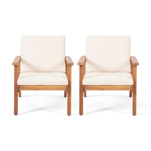 GDFStudio Avacyn Outdoor Acacia Wood Club Chairs with Cushions (Set of 2) - 1 of 4