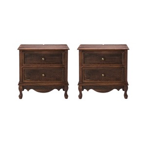 Set of 2 Galatea Traditional 24" Tall 2 - Drawer Nightstand with Two Drawers and Charging Station | KARAT HOME - 1 of 4