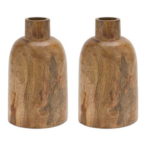 Melrose Mango Wood Bottle Vase (Set of 2) - 1 of 3