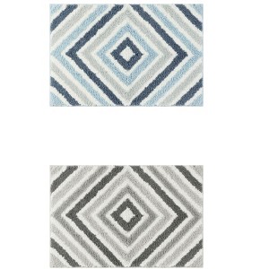 Unique Bargains Geometric Pattern Quick Dry Non-Slip Bathroom Mats 2 Pcs - 1 of 4