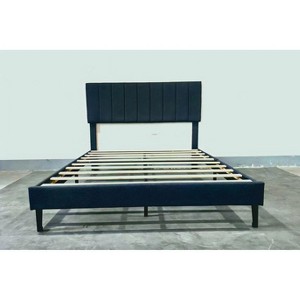 Bed Frame Upholstered Platform Bed with Velvet Headboard - 1 of 1