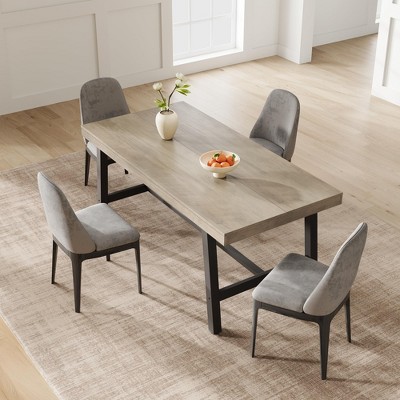 62.99" Large Dining Table for 4-6, Rustic Wood Top & Black Metal Legs, Industrial Kitchen Table for Dining Room, Kitchen, Patio